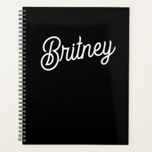 Modern Black White Personalized Monogram and Name  Planner