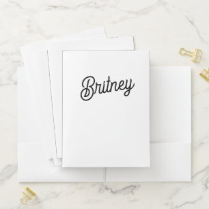 Modern Black White Personalized Monogram and Name  Pocket Folder