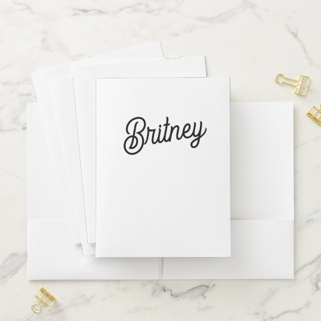 Modern Black White Personalized Monogram and Name  Pocket Folder (In Situ)