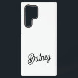 Modern Black White Personalized Monogram and Name  Samsung Galaxy S22 Ultra Case<br><div class="desc">The Modern Black White Personalized Monogram and Name Samsung Galaxy S22 Ultra Case would be a stylish and functional accessory for your phone. The black and white design, personalized with your monogram and name, adds a touch of elegance while providing robust protection for your device. It's perfect for showcasing your...</div>