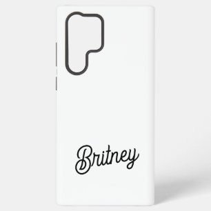 Modern Black White Personalized Monogram and Name  Samsung Galaxy S22 Ultra Case
