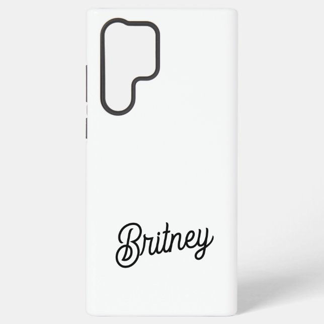 Modern Black White Personalized Monogram and Name  Samsung Galaxy Case (Back)