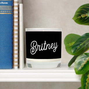 Modern Black White Personalized Monogram and Name  Scented Candle