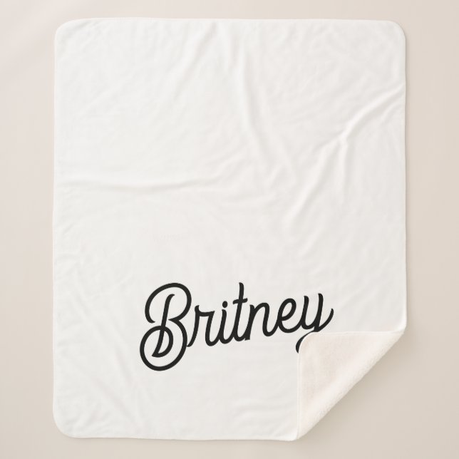 Modern Black White Personalized Monogram and Name  Sherpa Blanket (Front)