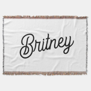 Modern Black White Personalized Monogram and Name  Throw Blanket