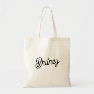 Modern Black White Personalized Monogram and Name  Tote Bag
