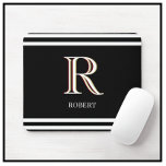 Modern Black White Personalized Monogram Name  Mouse Pad<br><div class="desc">This unique MOUSE PAD features a three color monogram — look closely and you will see for yourself.  This is set against a black background .  Any design questions,  just send an email to charmdesignstudio@rcn.com and we’ll be delighted to assist.</div>