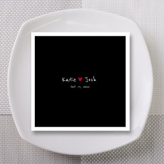 Modern Black & White Personalized Script Wedding