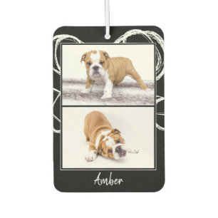 Modern Black & White Pet Dog Photo Collage Car Air Freshener