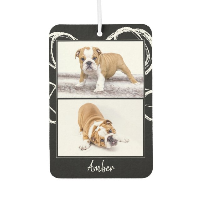 Modern Black & White Pet Dog Photo Collage Car Air Freshener (Front)