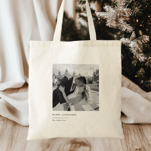 Modern Black & White Photo Christmas Elegant Gift Scented Candle