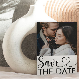 Modern Black & White Photo Flat Save The Date Card