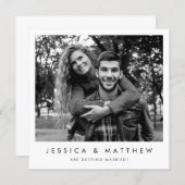 Modern Black & White Photo Frame Save the Date (Front/Back)