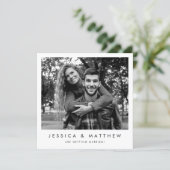 Modern Black & White Photo Frame Save the Date (Standing Front)