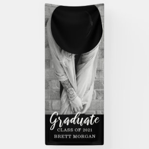 Modern Black White Photo Graduation Announcement Banner