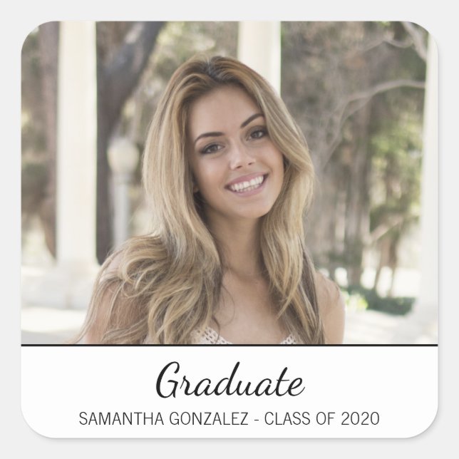 Modern Black White Photo Graduation Envelope Seal (Front)