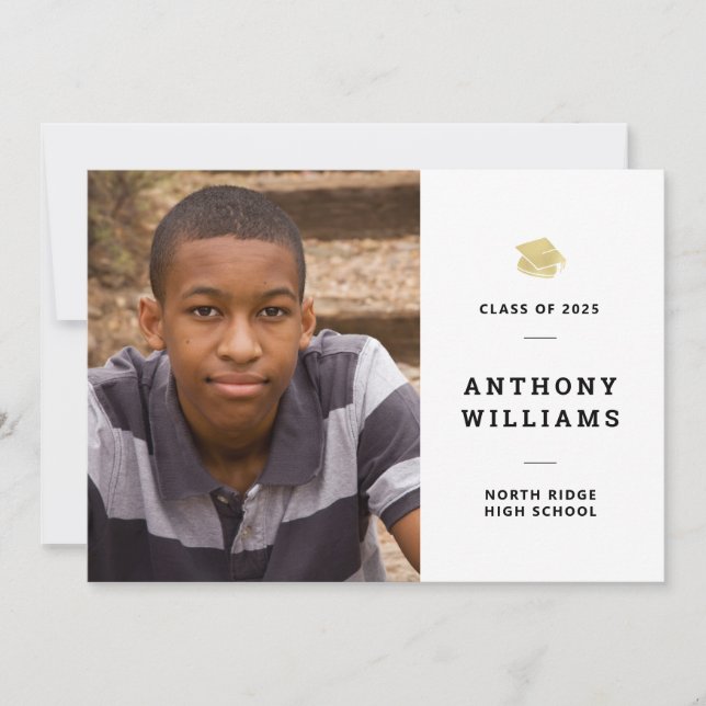 Modern Black & White Photo Graduation Invitation (Front)