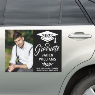 Modern Black White PHOTO Graduation Large Car Magnet