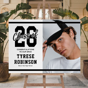 Modern Black White Photo Graduation Party Foam Board