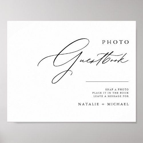 Modern Black  White Photo Guestbook Wedding Sign