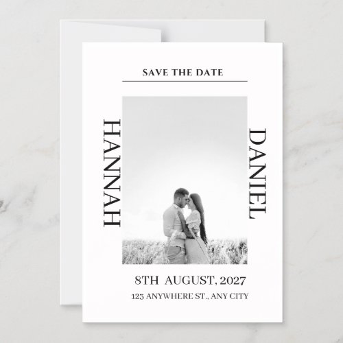 Modern Black & White Photo Save the Date Card