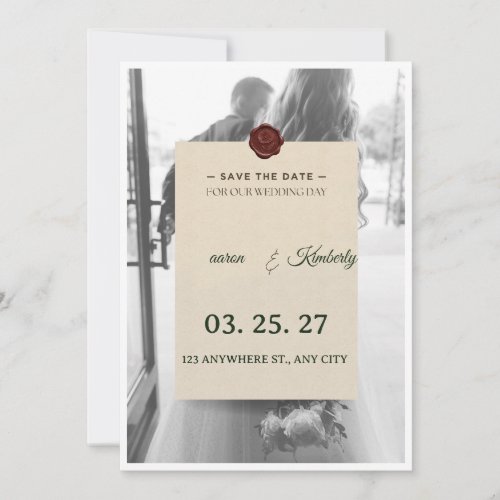 Modern Black & White Photo Save the Date Card