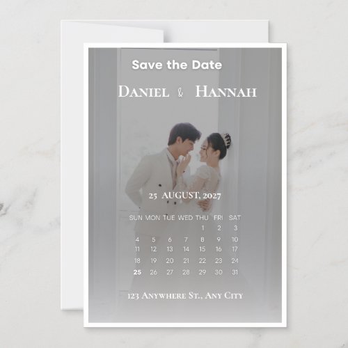 Modern Black & White Photo Save the Date Card | Mi
