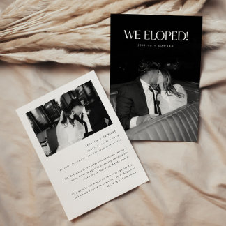Modern Black & White Photo Wedding Elopement Announcement