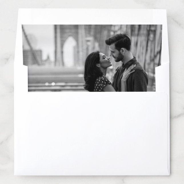Modern Black & White Photo Wedding Envelope Liner (In Envelope)