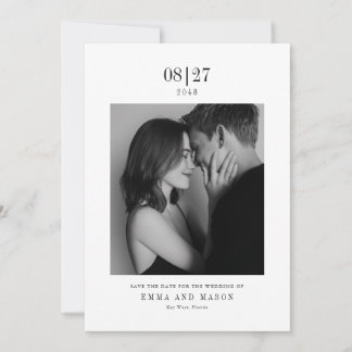 Modern Black & White Photo Wedding Save the Date