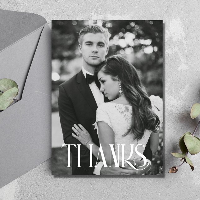 Modern Black White Photo Wedding Thank You Cards (Modern Black White Photo Wedding Thank You Cards)