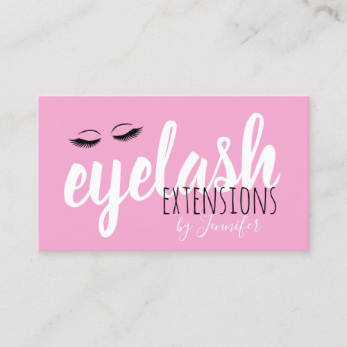 Modern black white  pink eyelash extensions business card