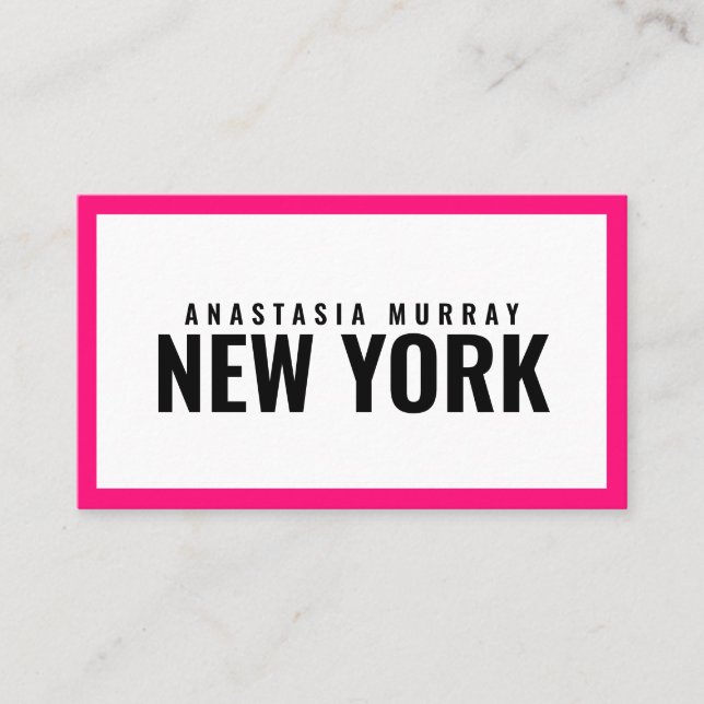 Modern Black White Pink Minimalist Luxury Boutique Business Card (Front)