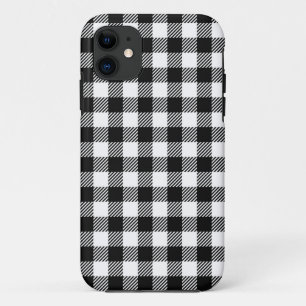 Modern Black & White Plaid Christmas Pattern iPhone 11 Case