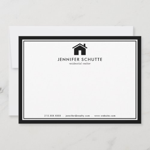 Modern Black  White Plaid Personalized Realtor Note Card
