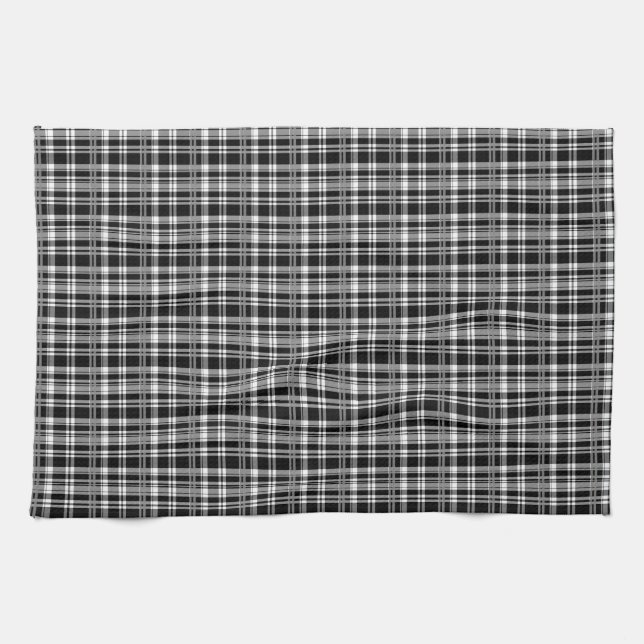 Modern Black white  plaid Towel (Horizontal)