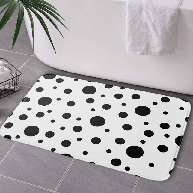 Modern Black White Polka Dot Bath Mat (Creator Uploaded)