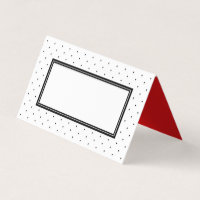 Modern Black White Polka Dot with Red Place Card