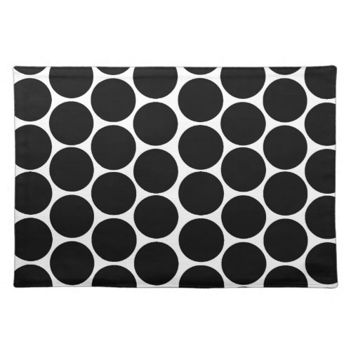 MODERN BLACK WHITE POLKA DOTS CLOTH PLACEMAT