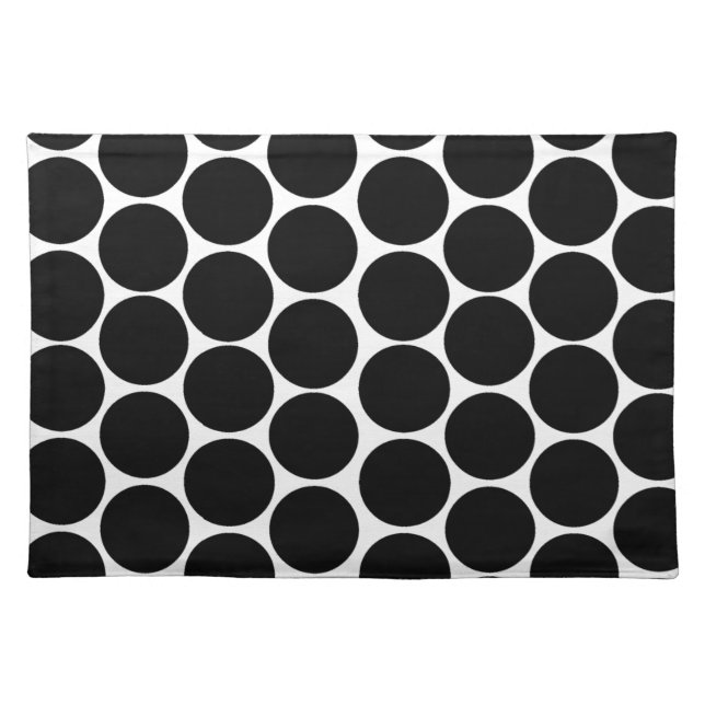 MODERN BLACK WHITE POLKA DOTS CLOTH PLACEMAT (Front)