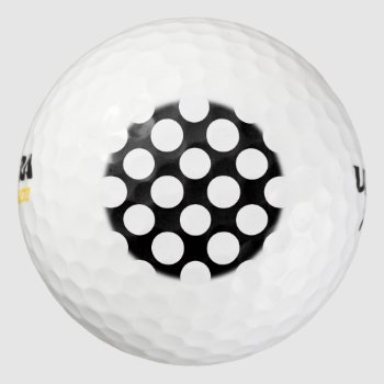 Modern Black White Polka Dots Pattern Golf Balls by GraphicsByMimi at Zazzle