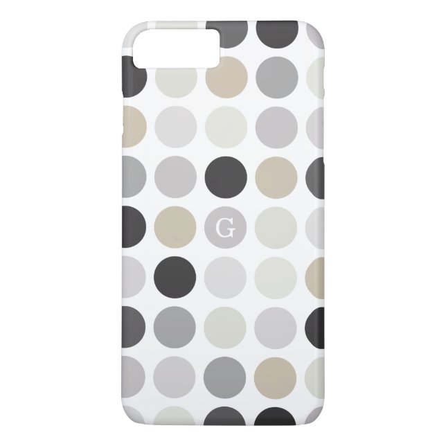 Modern black white polka dots pattern monogram Case-Mate iPhone case (Back)