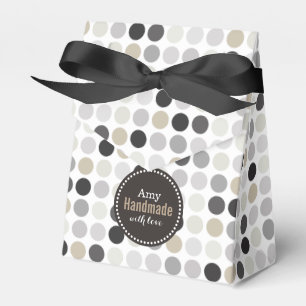 Modern black white polka dots pattern monogram favor boxes