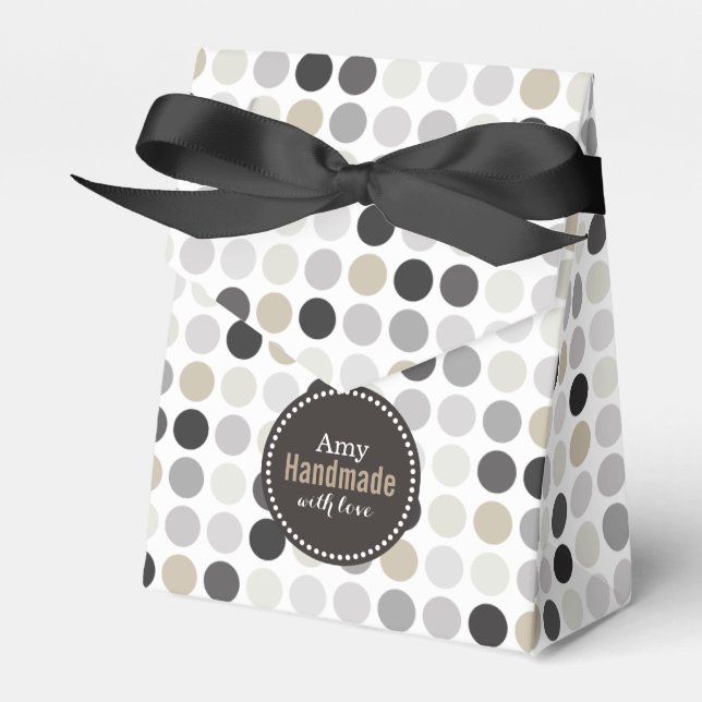 Modern black white polka dots pattern monogram favor boxes (Front Side)