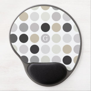 Modern black white polka dots pattern monogram gel mouse pad