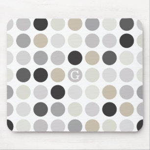 Modern black white polka dots pattern monogram mouse pad