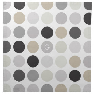 Modern black white polka dots pattern monogram napkin