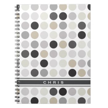 Modern Black White Polka Dots Pattern Monogram Notebook by TintAndBeyond at Zazzle