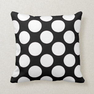 Modern Black White Polka Dots Pattern Throw Pillow