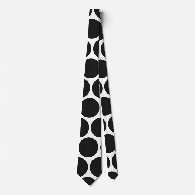 MODERN BLACK, WHITE POLKA DOTS TIE (Front)
